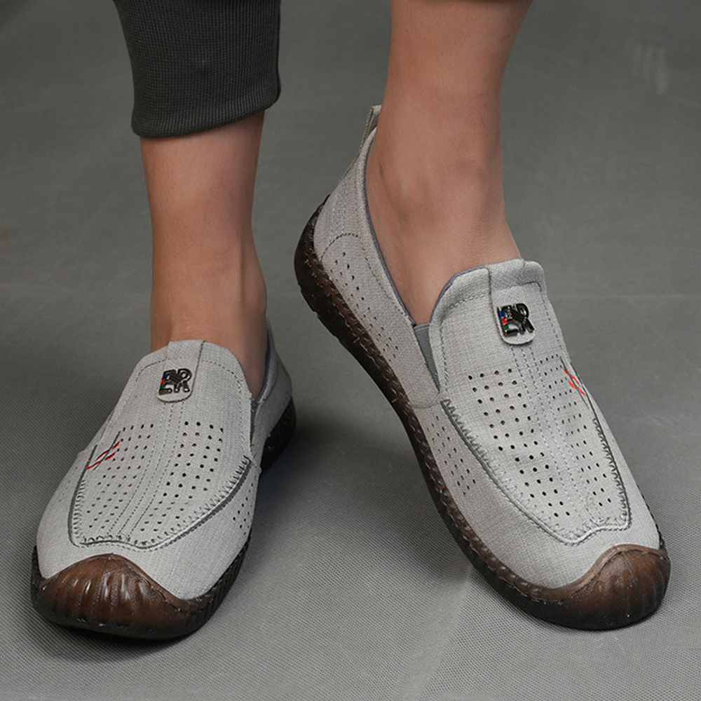 Lodowylabedz Letnie nowe oddychające męskie buty na co dzień z tkaniny lnianej