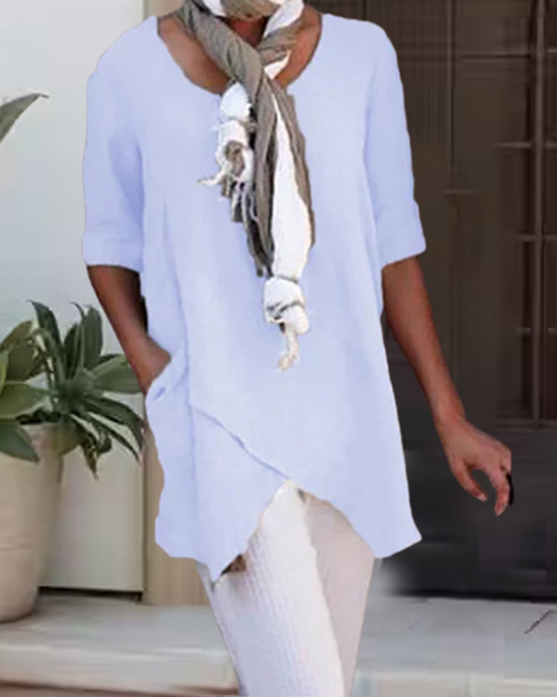 Asymetryczna bluzka w jednolitym kolorze