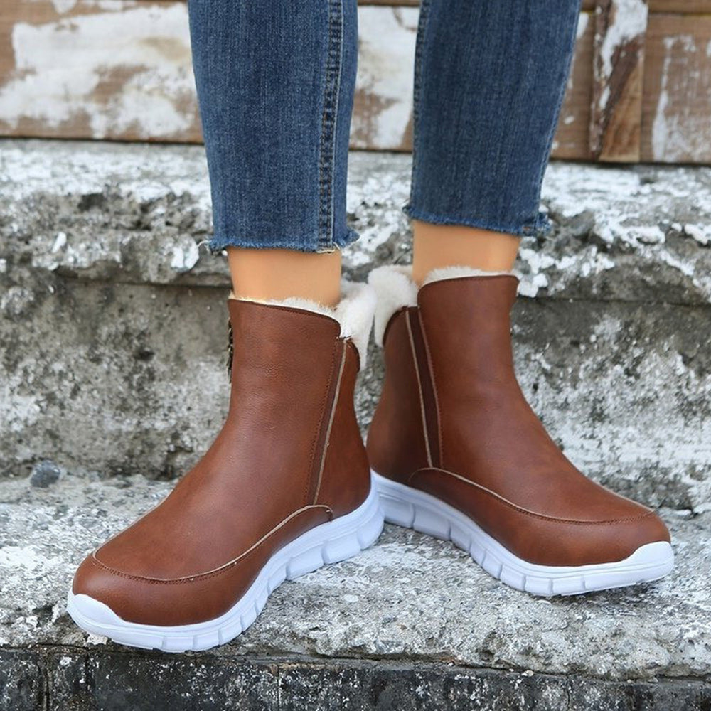 2022 jesienno-zimowy damski zamek polarowy plus aksamitne grube ciepłe botki