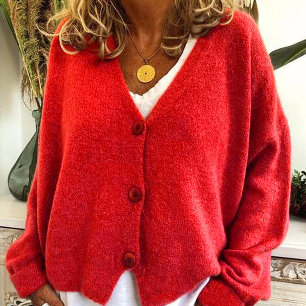 Jesienny i zimowy nowy damski luźny sweter z dekoltem w szpic