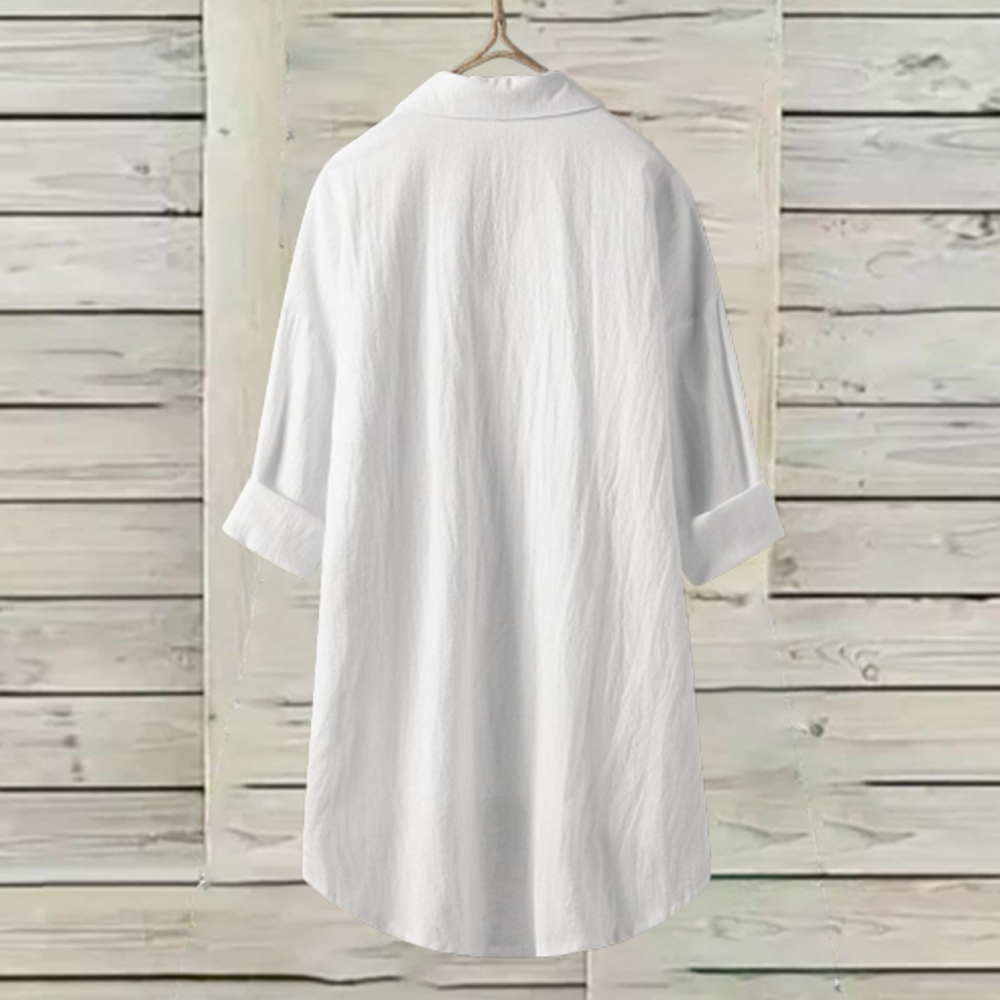 Lodowylabedz Damska koszula lniano-bawełniana w jednolitym kolorze