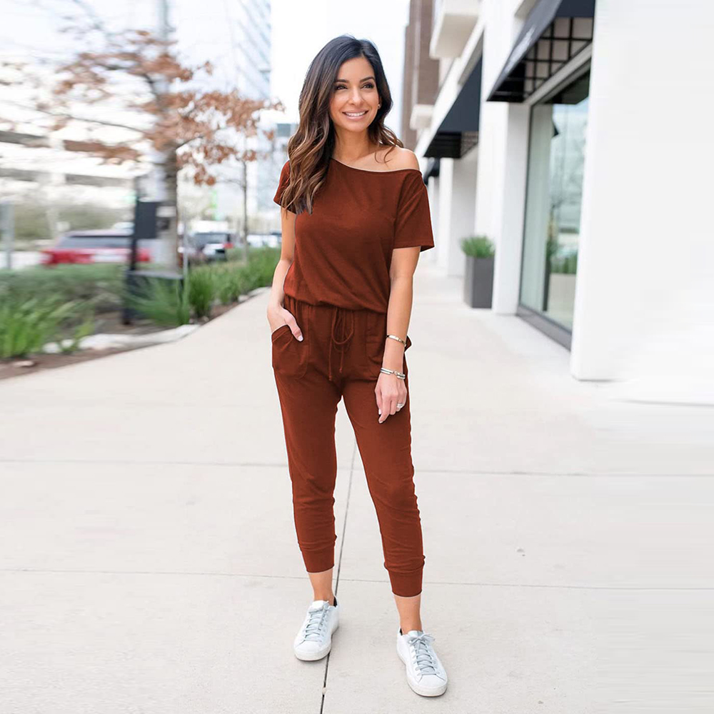 Lodowylabedz™ Modny swobodny kombinezon z kieszeniami z krótkim rękawem