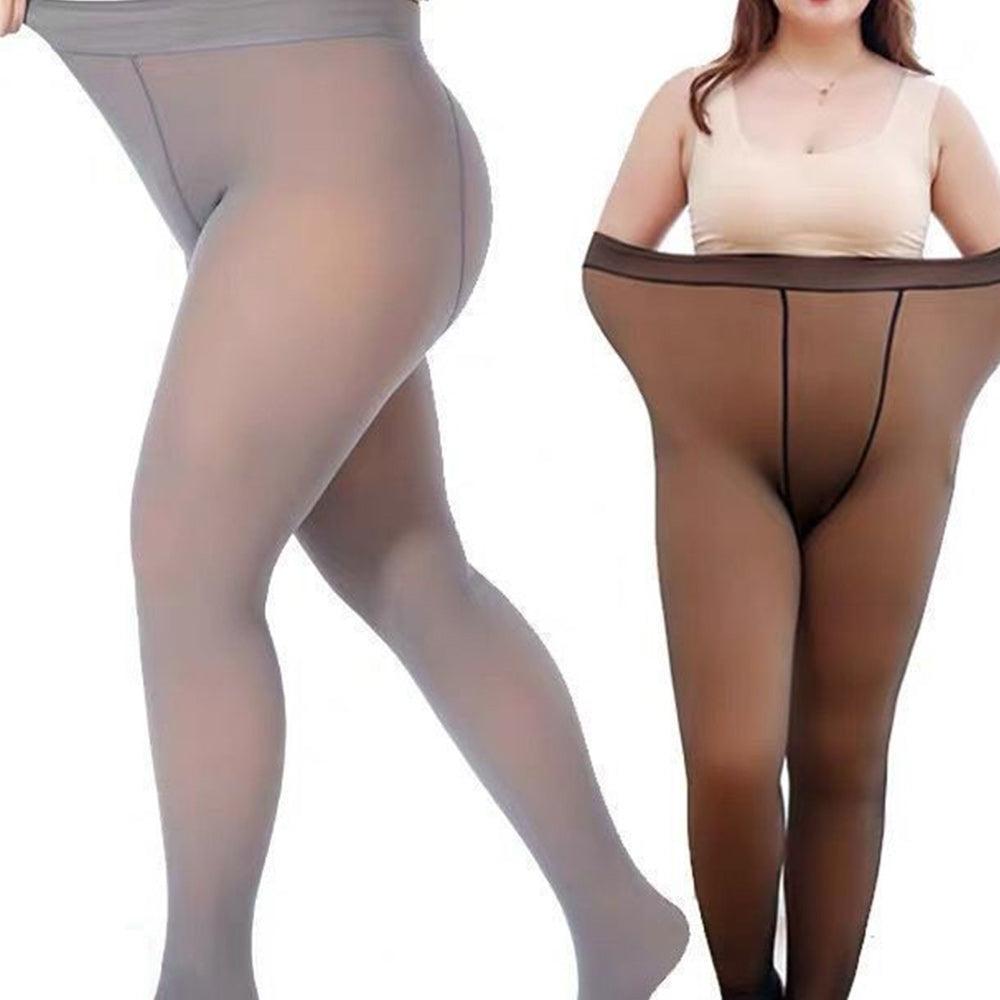 Damskie zimowe jednoczęściowe bezszwowe, zagęszczone, przezroczyste rajstopy