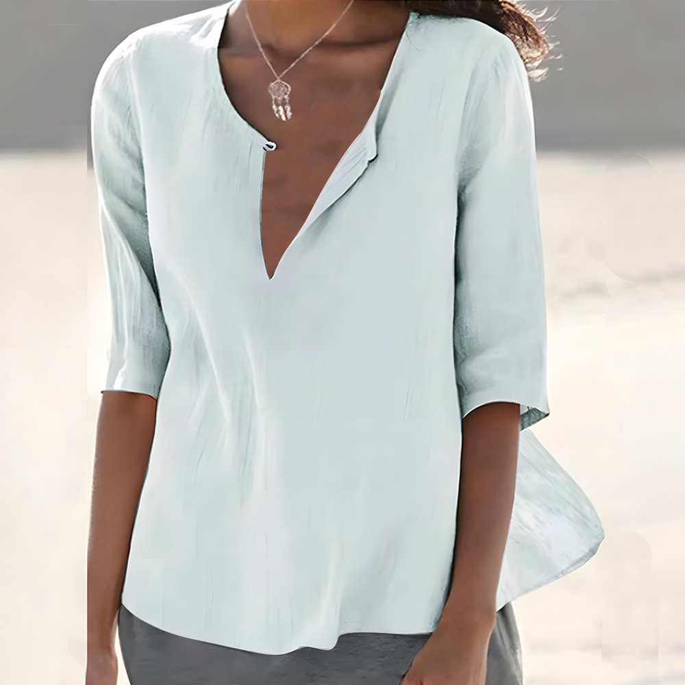 Lodowylabedz Damskie jednokolorowe bawełniane i lniane krótkie rękawy