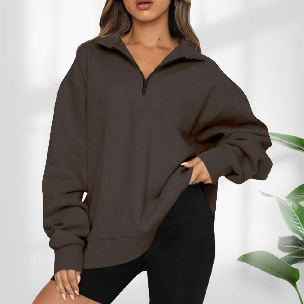 Damska bluza z krótkim zamkiem błyskawicznym i stójką