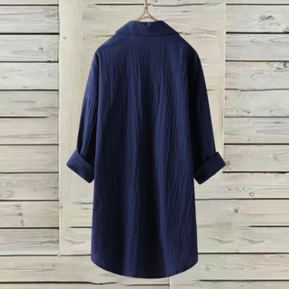 Lodowylabedz Damska koszula lniano-bawełniana w jednolitym kolorze