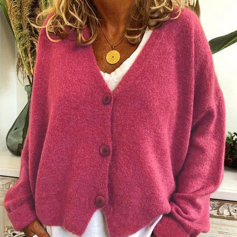 Jesienny i zimowy nowy damski luźny sweter z dekoltem w szpic