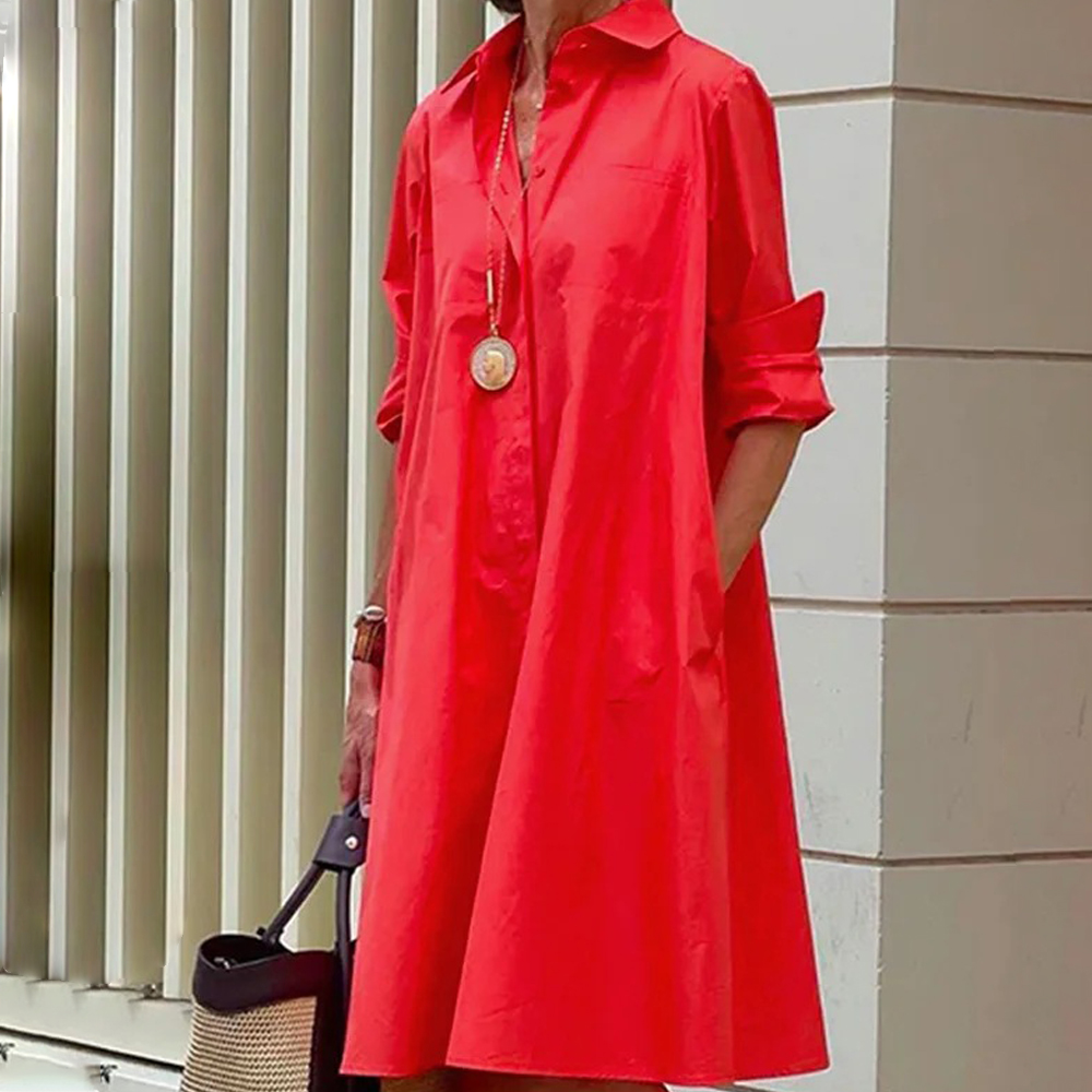 Lodowylabedz Wiosenna, luźna, lniana sukienka koszulowa