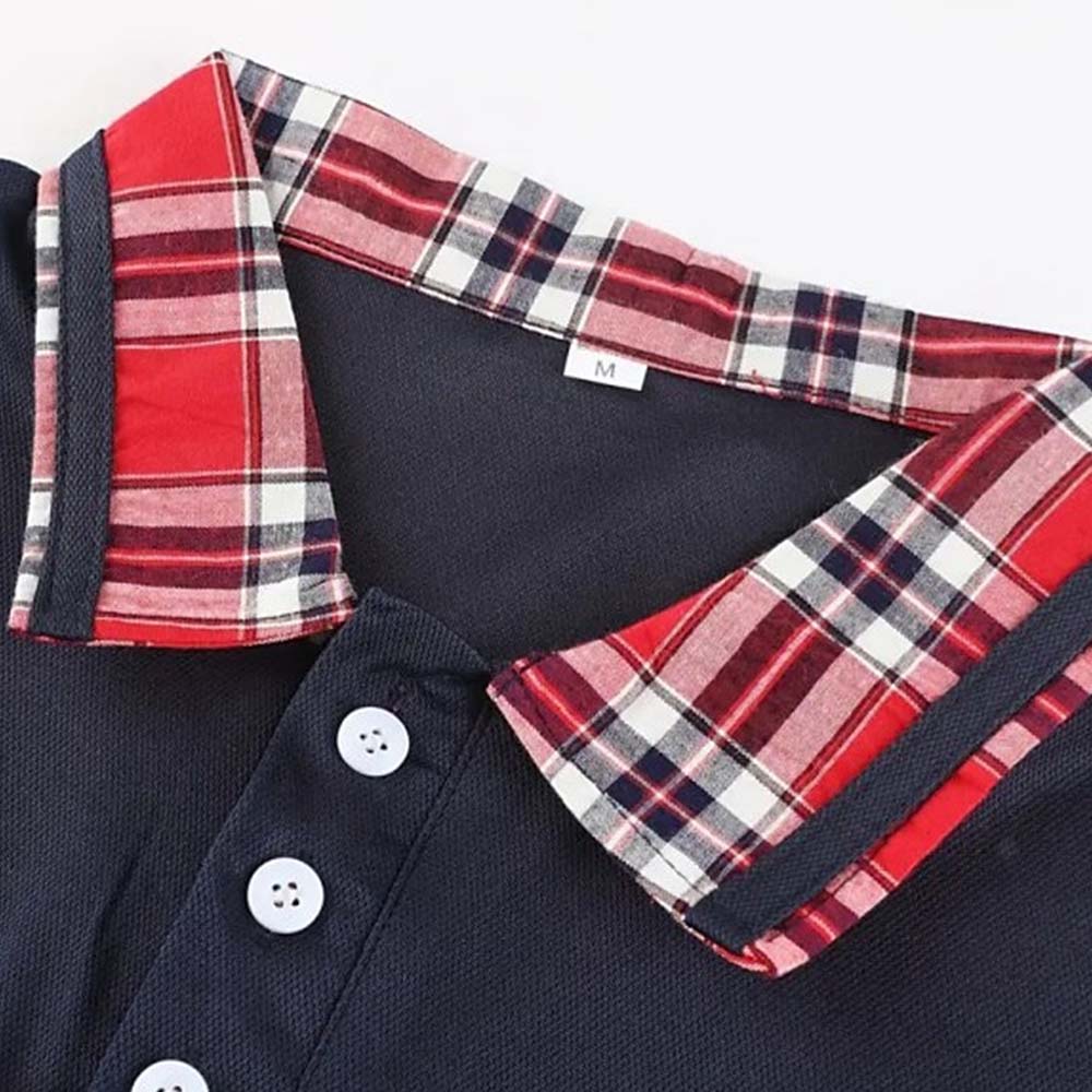 Lodowylabedz Letnia nowa męska koszulka polo z guzikami Colorblock