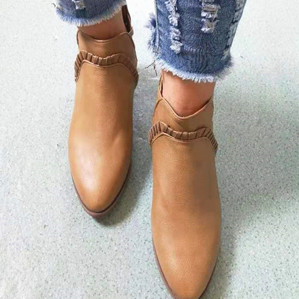 Jesienna nowa moda damska szpiczasty nosek V ręcznie tkane botki