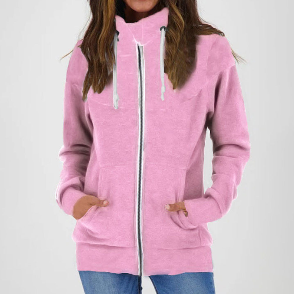 Lodowylabedz Damska bluza z kapturem i zamkiem błyskawicznym w jednolitym kolorze