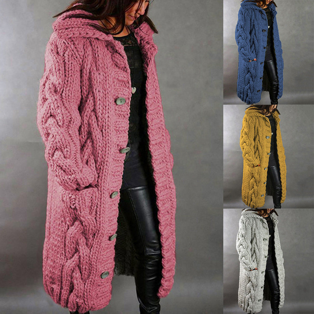 Jesienny i zimowy nowy casualowy modny ciepły damski sweter płaszcz