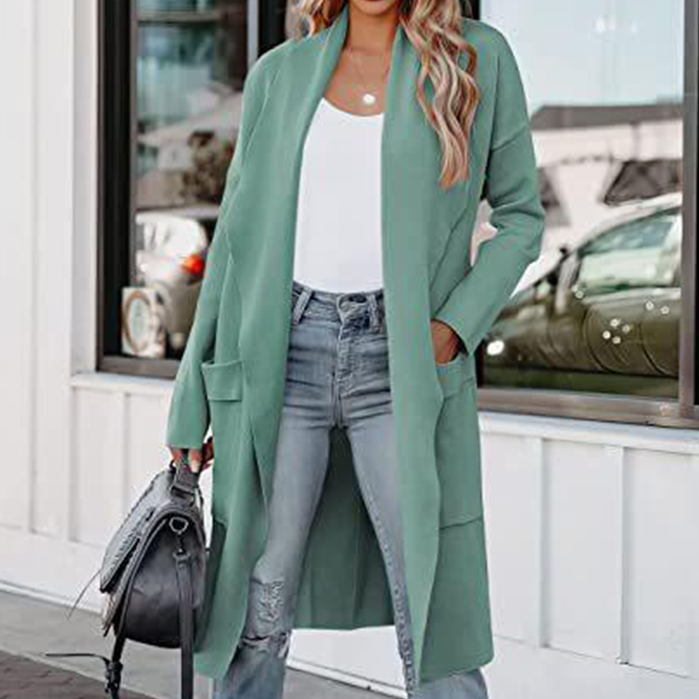 Lodowylabedz Casualowy długi wysokiej klasy damski płaszcz wełniany