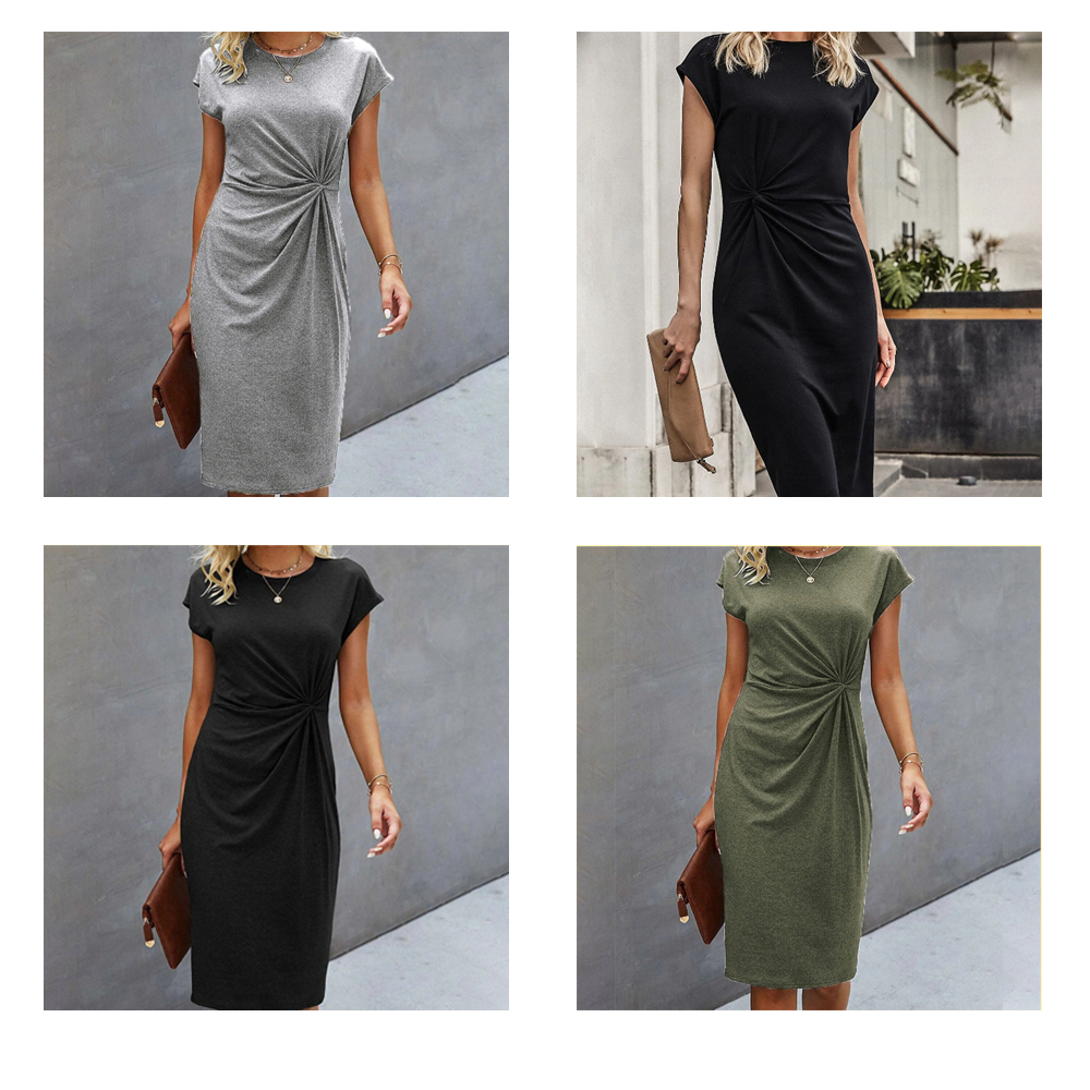 Lodowylabedz Letnia nowa damska sukienka z krótkim rękawem