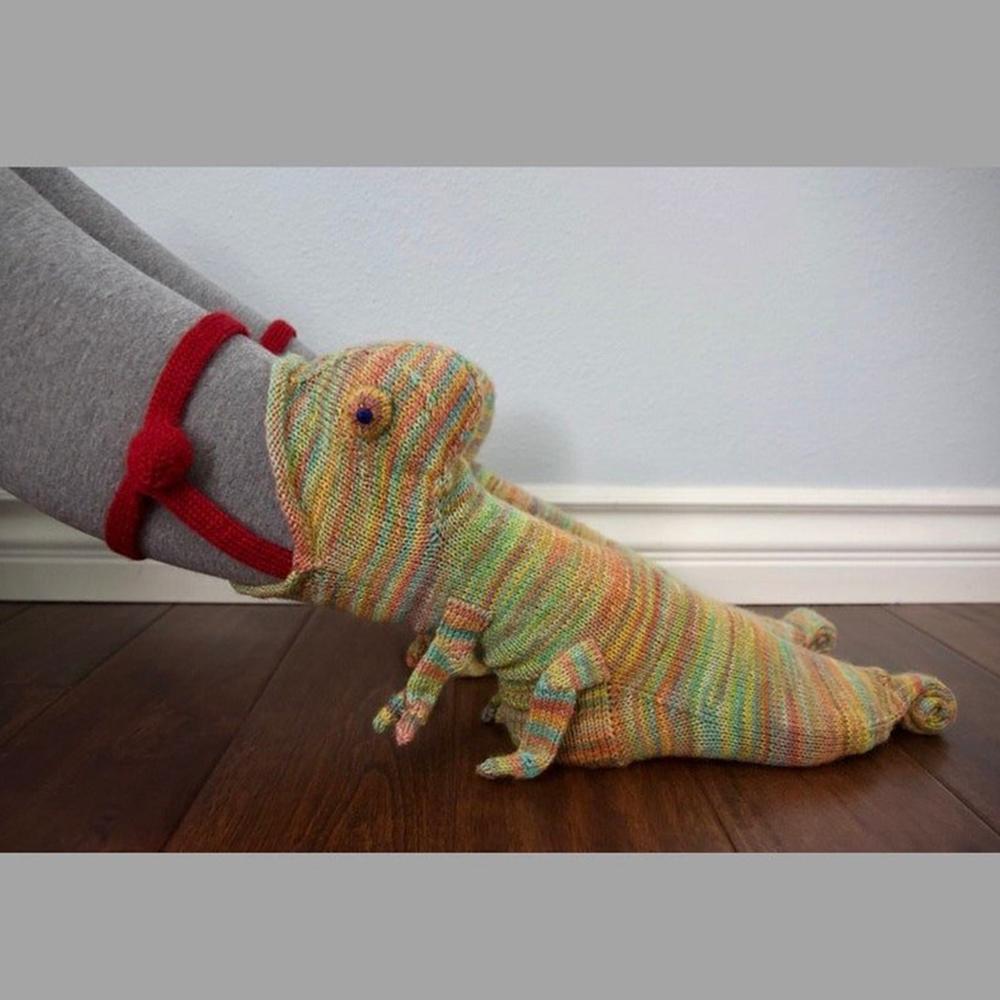 Świąteczne skarpetki z dzianiny w krokodyle, bawełniane skarpetki w zwierzątka