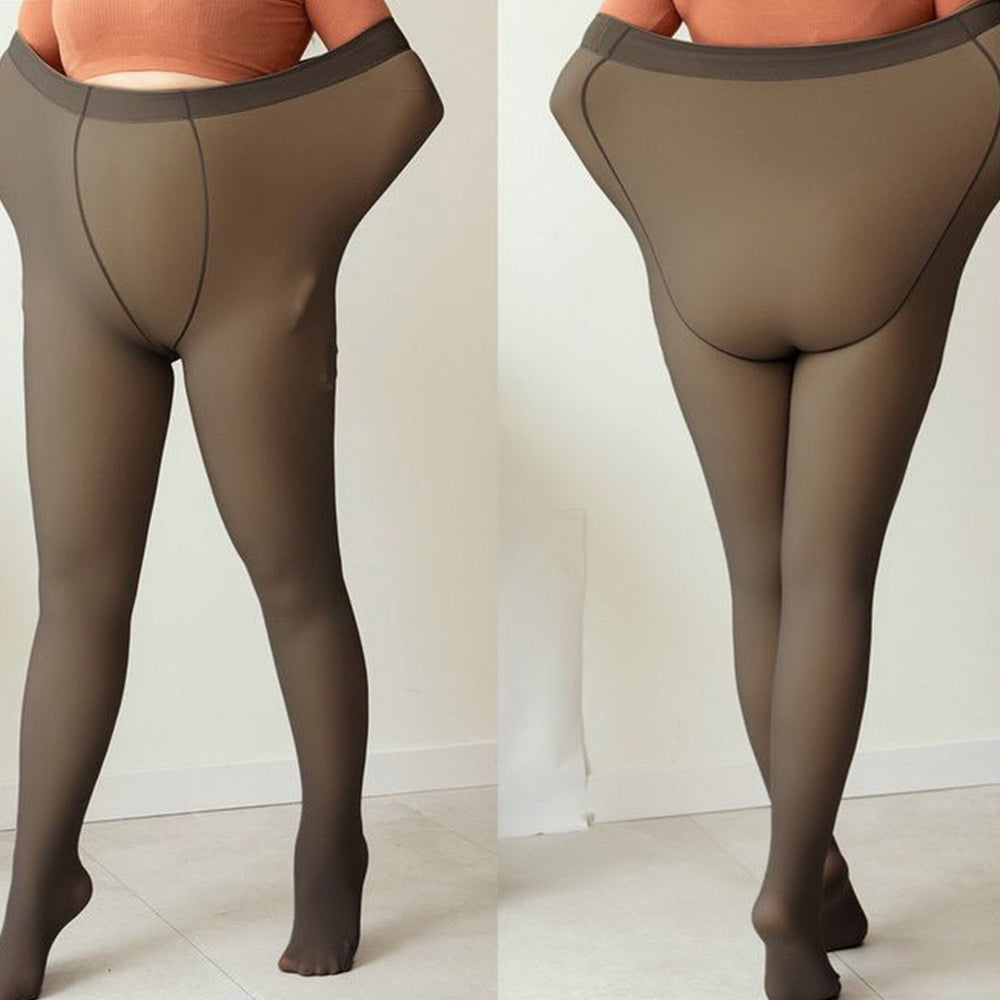 Damskie zimowe jednoczęściowe bezszwowe, zagęszczone, przezroczyste rajstopy