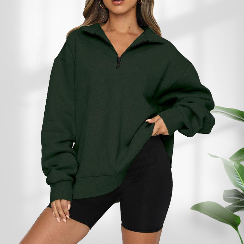 Damska bluza z krótkim zamkiem błyskawicznym i stójką