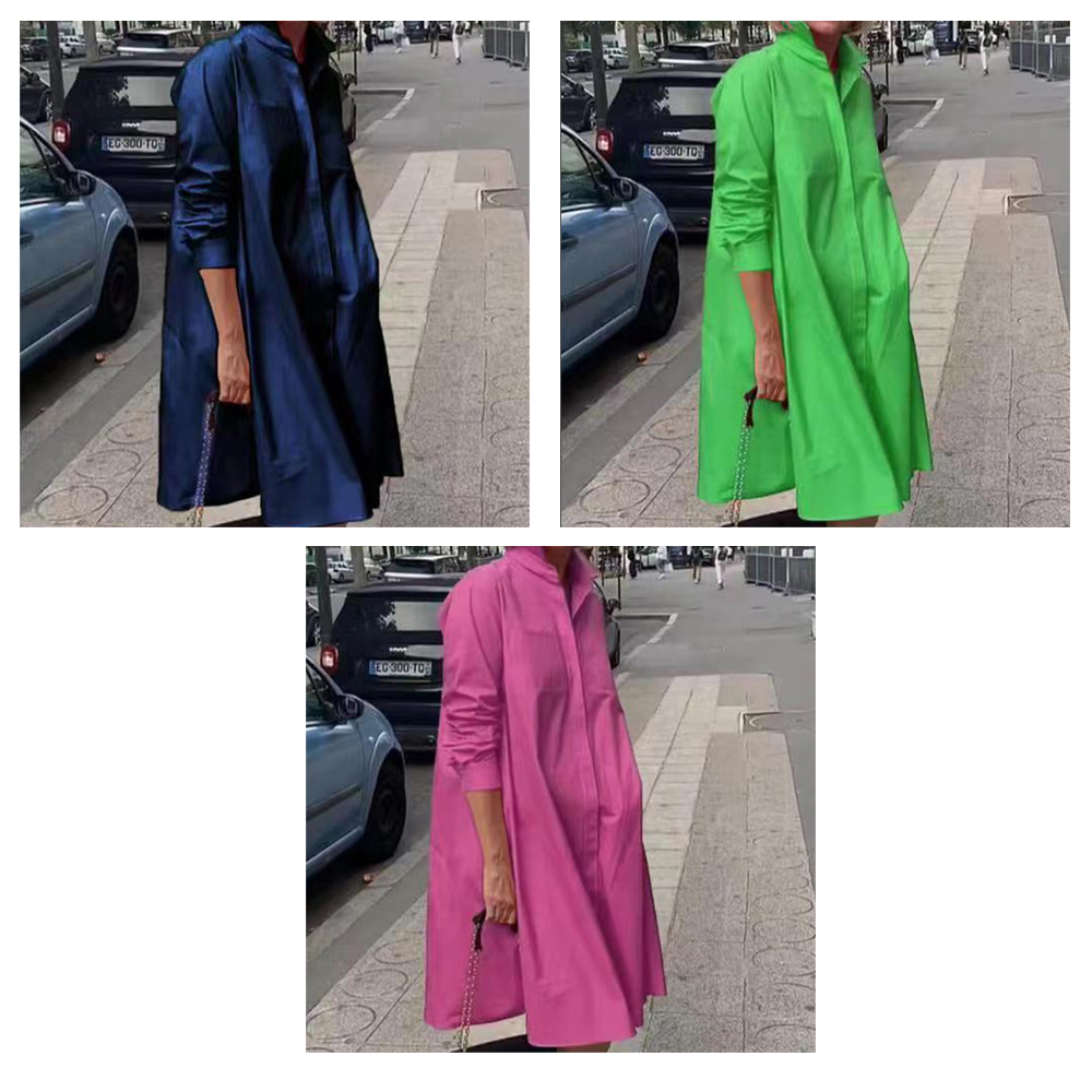 Lodowylabedz Wiosenna, luźna, lniana sukienka koszulowa