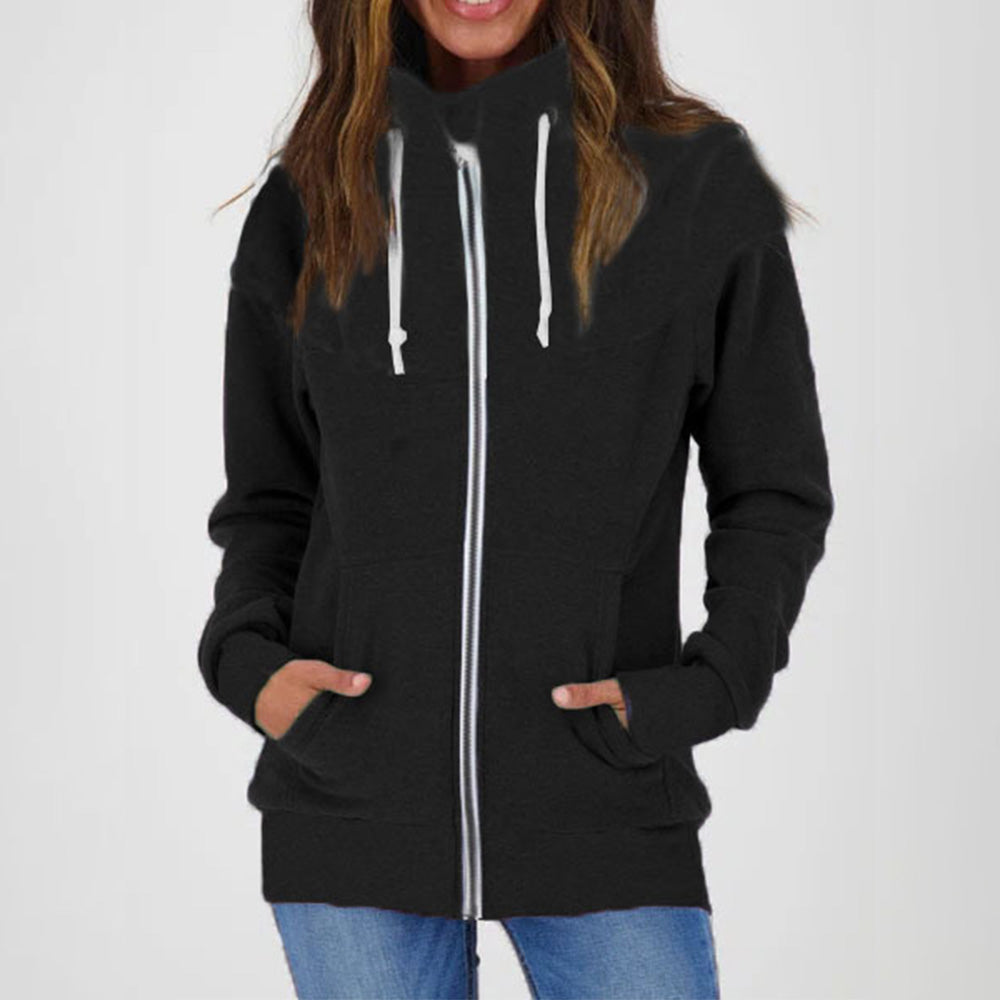 Lodowylabedz Damska bluza z kapturem i zamkiem błyskawicznym w jednolitym kolorze