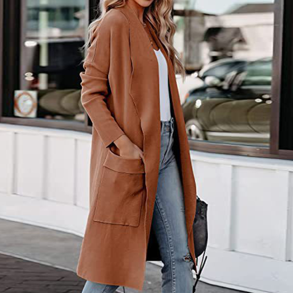 Lodowylabedz Casualowy długi wysokiej klasy damski płaszcz wełniany