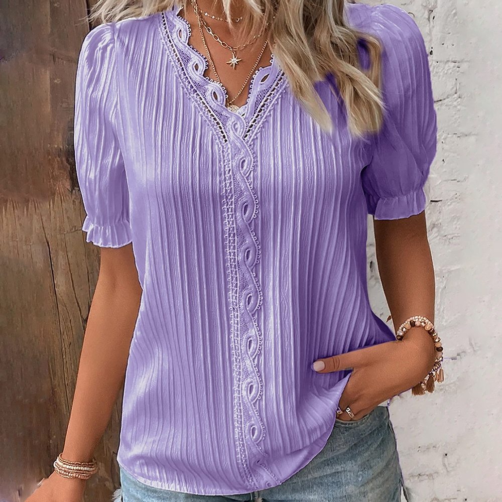 Lodowylabedz Damska koszulka z krótkim rękawem Holiday Fashion Hollow