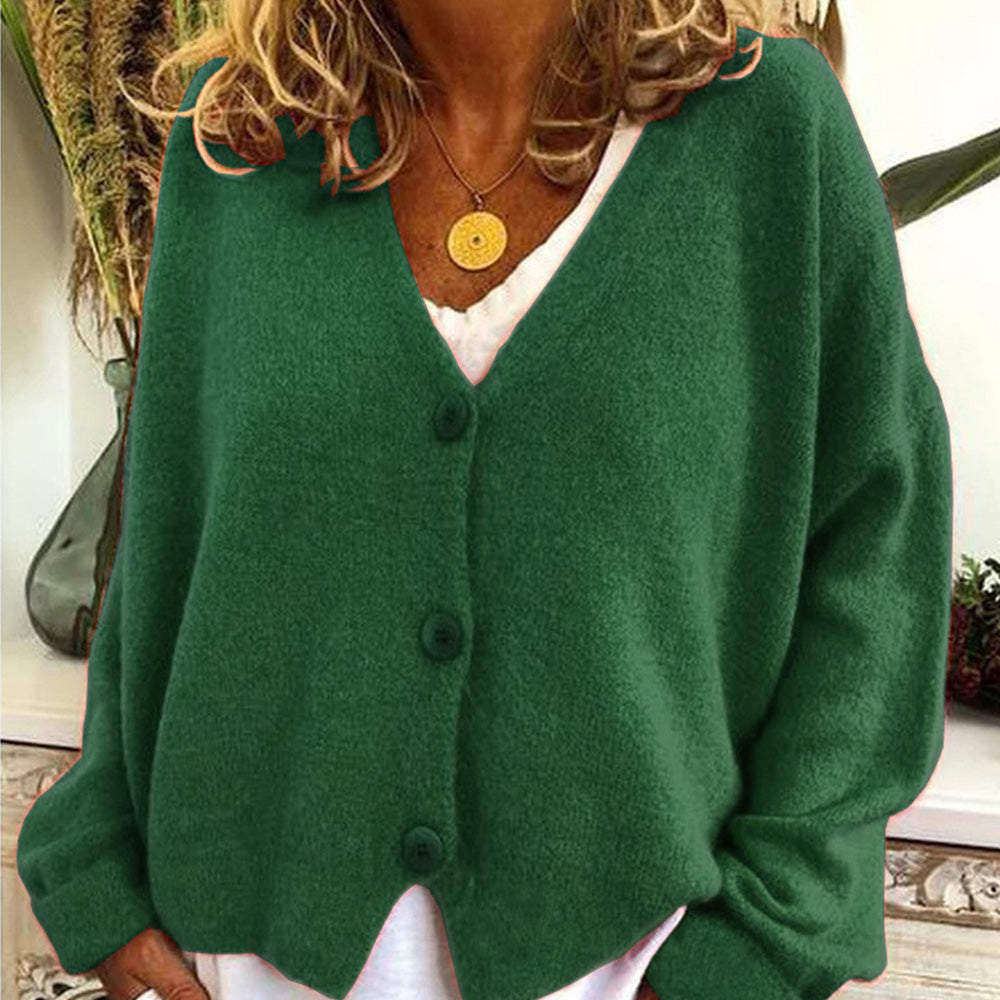 Jesienny i zimowy nowy damski luźny sweter z dekoltem w szpic