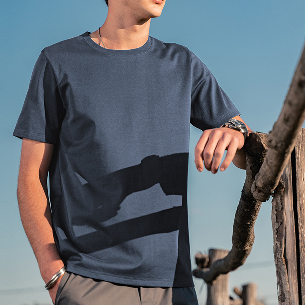 Lodowylabedz Męska koszulka Cool Ice Silk Cotton z okrągłym dekoltem i krótkimi rękawami