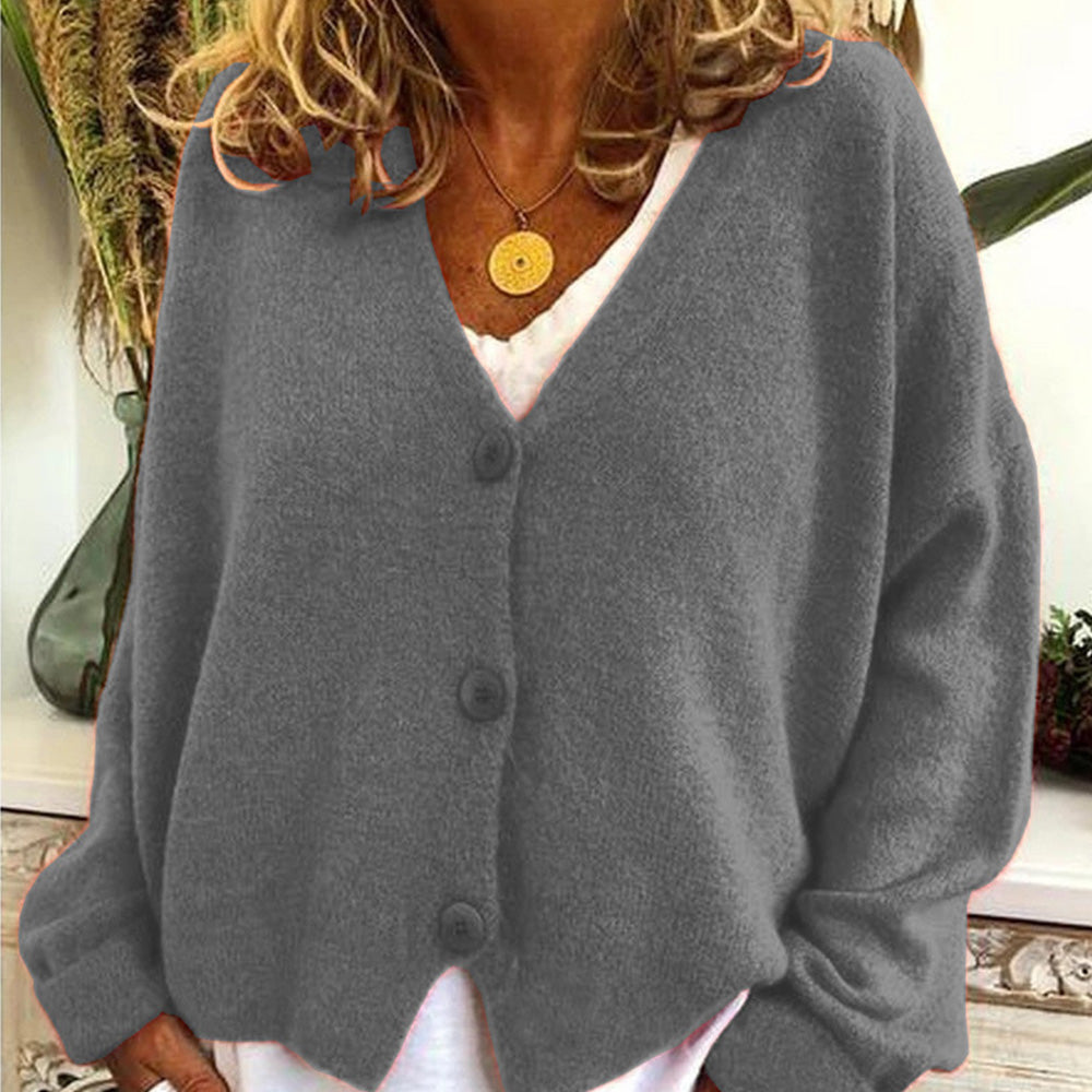 Jesienny i zimowy nowy damski luźny sweter z dekoltem w szpic