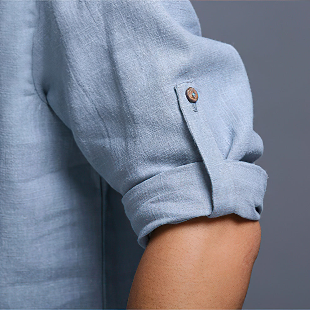 Lodowylabedz Luźne bawełniane lniane rękawy z dekoltem w serek