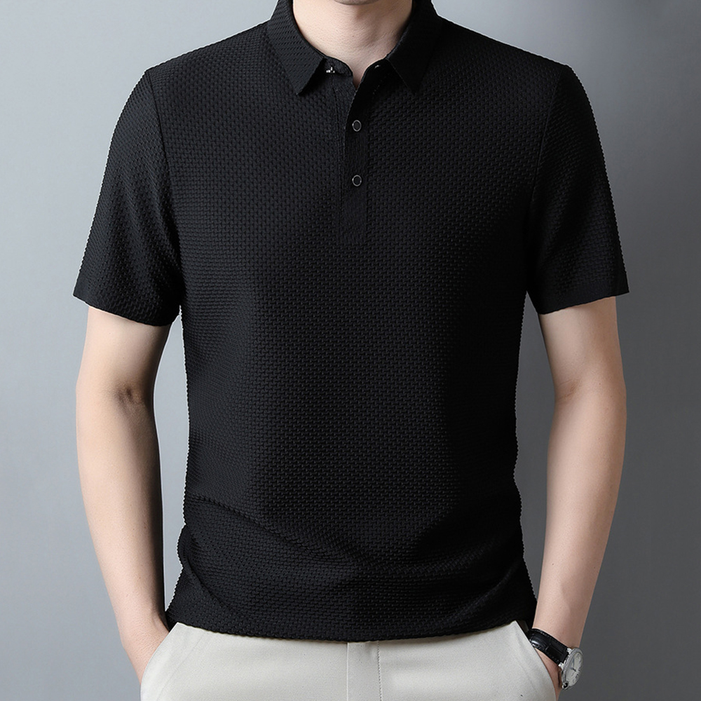 Zingsee Summer new men's mesh ice silk solid color POLO shirt short-sleeved T-shirt