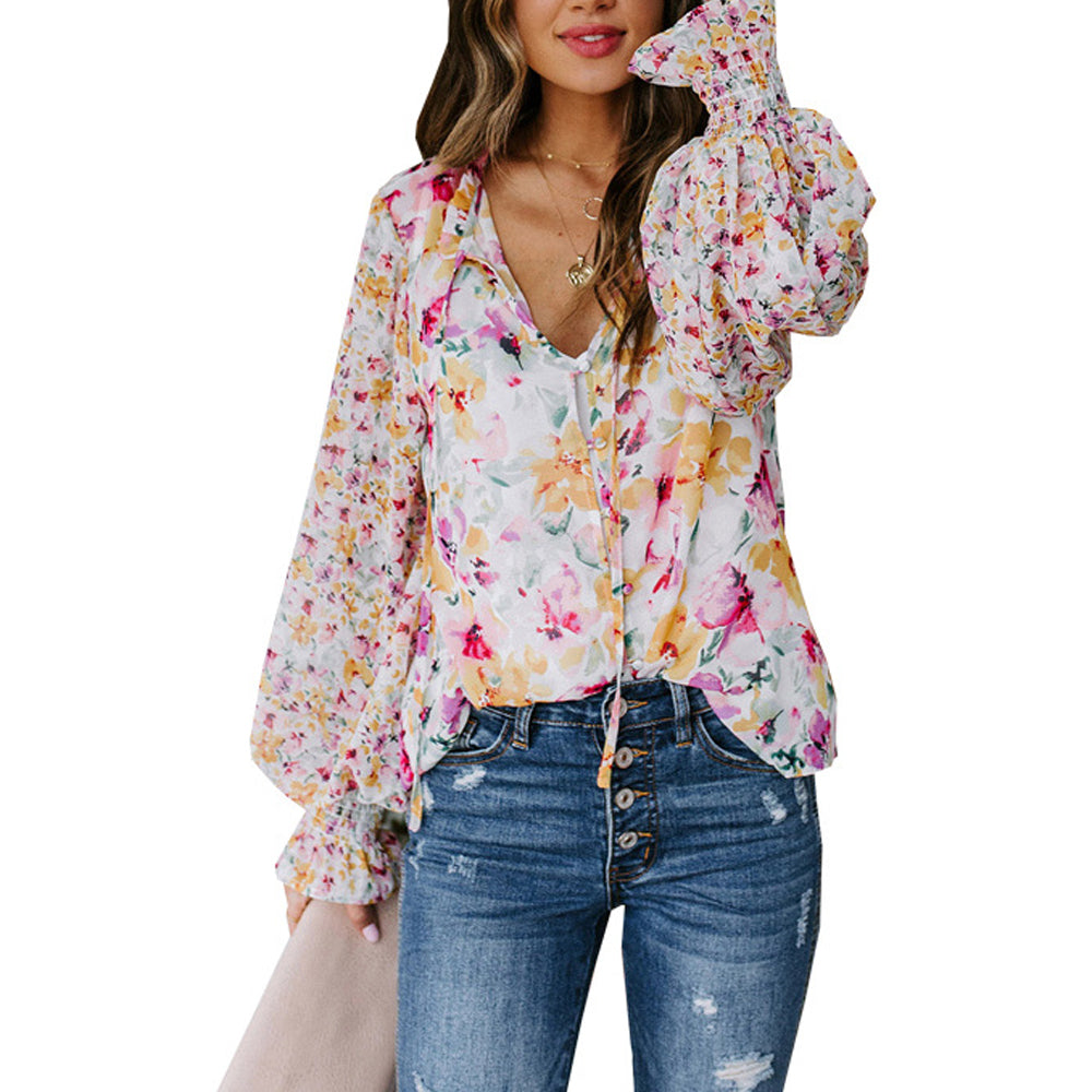 Szyfonowy kardigan z bufiastymi rękawami