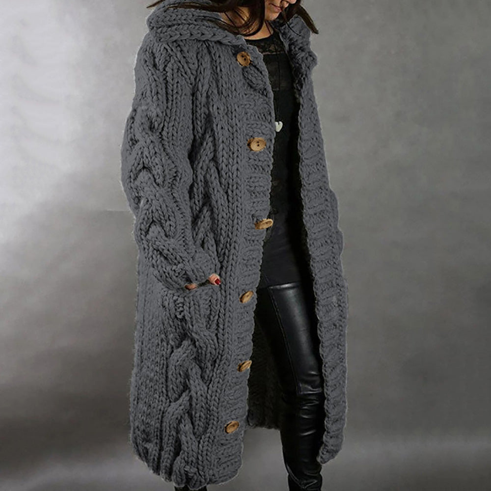 Jesienny i zimowy nowy casualowy modny ciepły damski sweter płaszcz