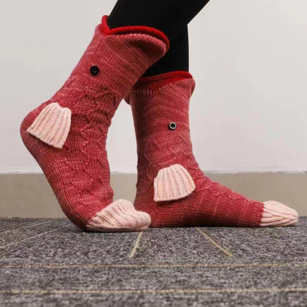 Świąteczne nowe kreatywne dzianinowe urocze skarpetki ze średniej rurki ze skóry krokodyla