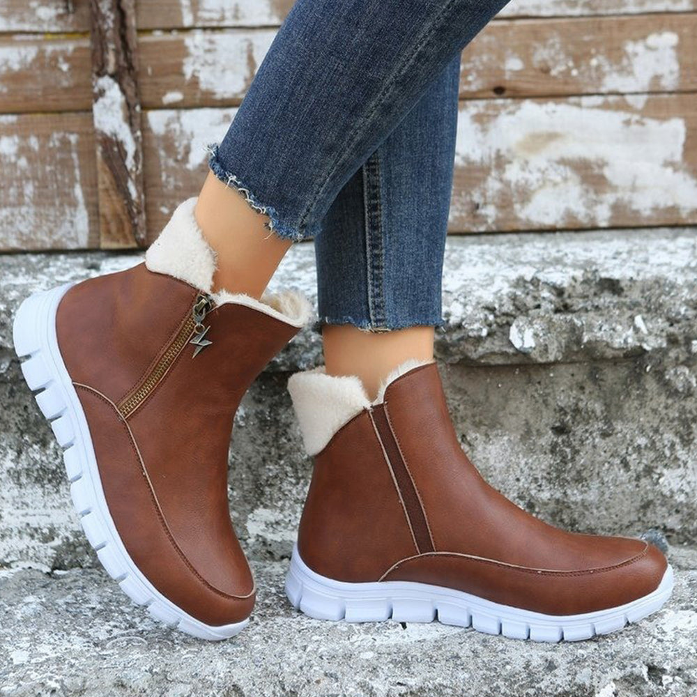 2022 jesienno-zimowy damski zamek polarowy plus aksamitne grube ciepłe botki