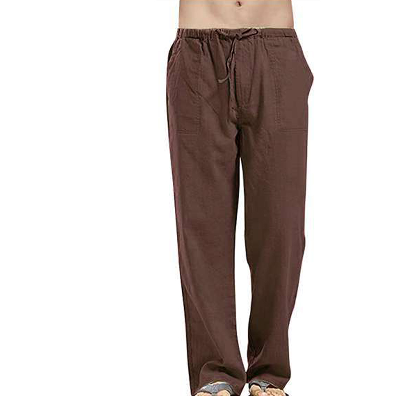 Lodowylabedz Elastyczne spodnie lniane na co dzień ze sznurkiem