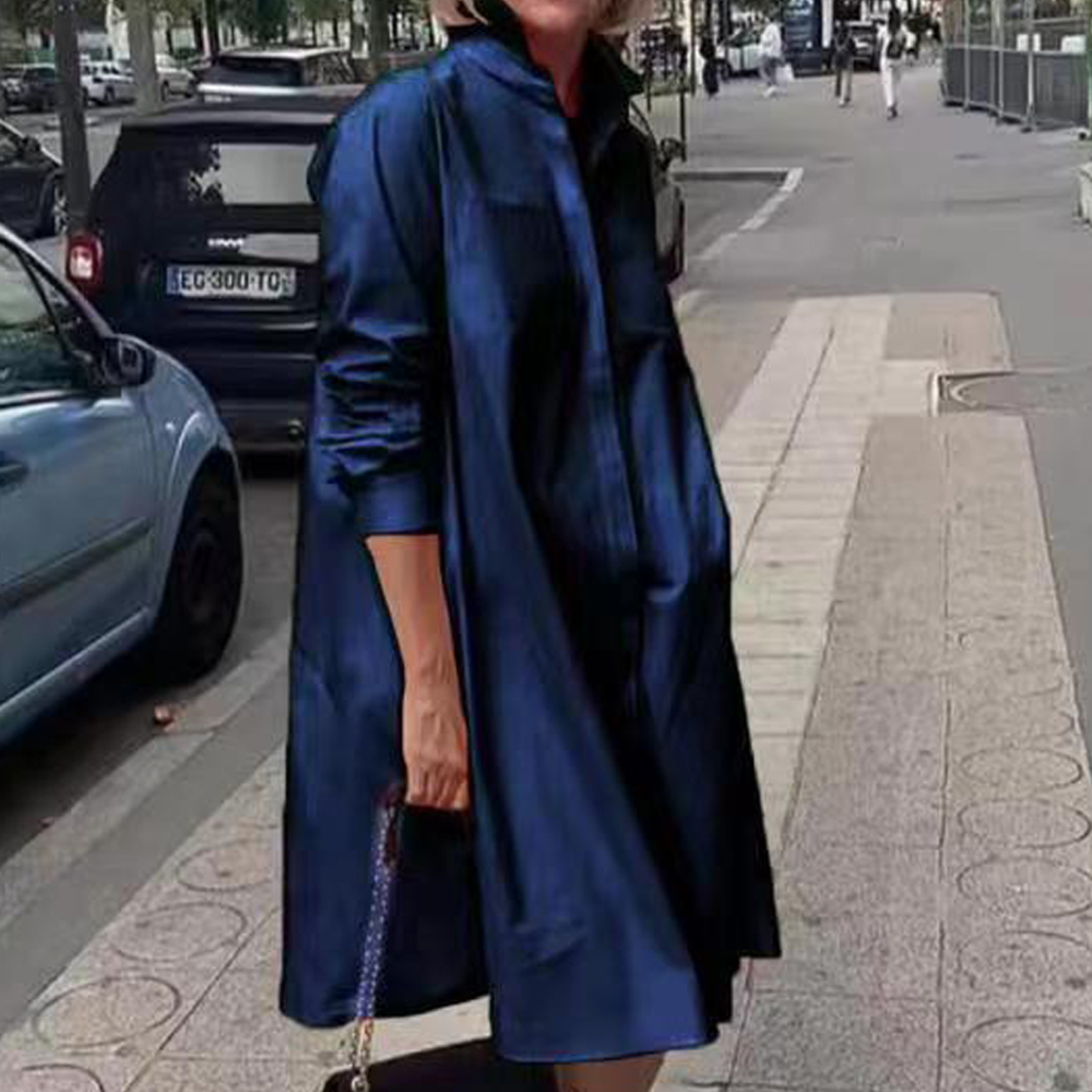 Lodowylabedz Wiosenna, luźna, lniana sukienka koszulowa