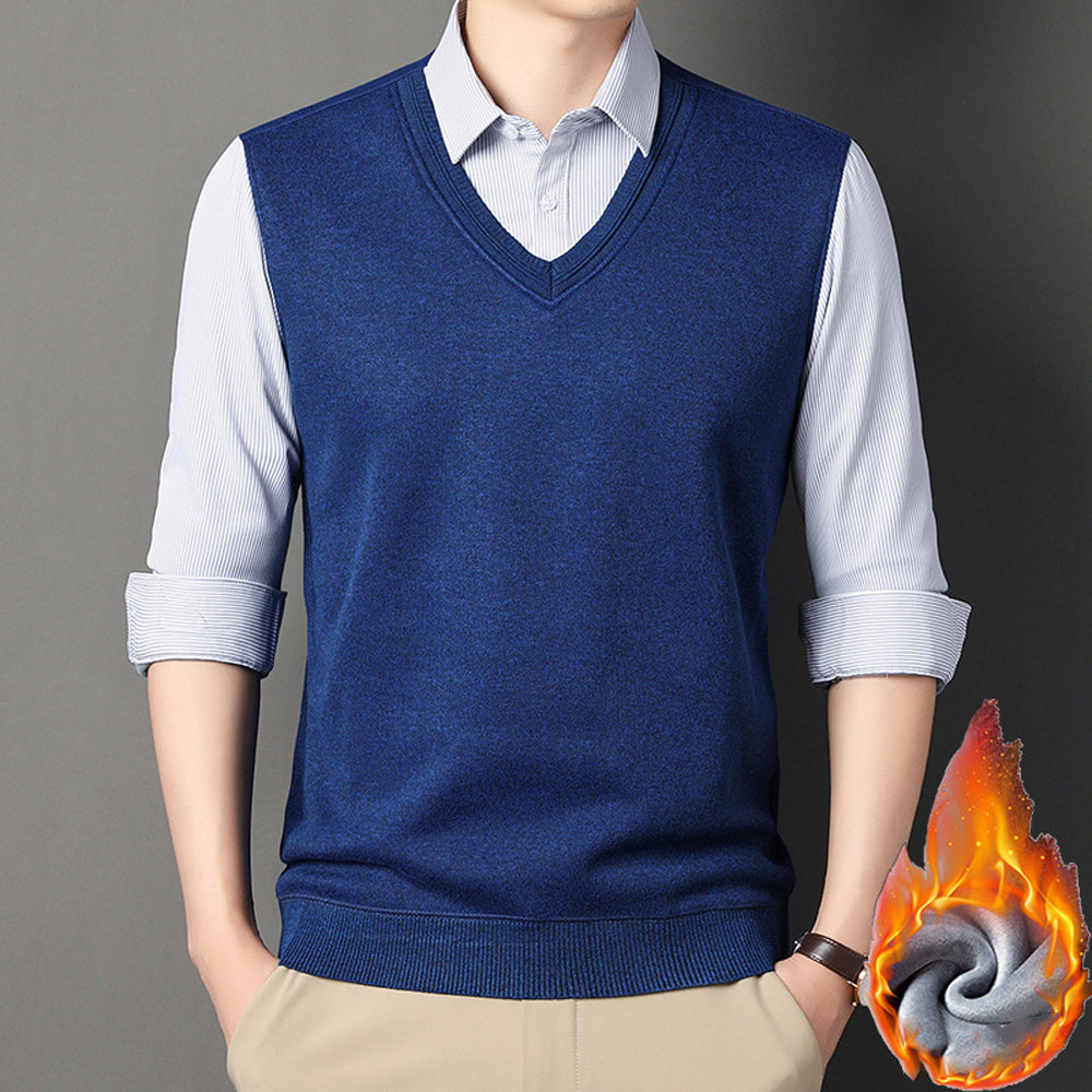 Męski jesienno-zimowy nowy sweter imitujący dwuczęściową koszulę na dole