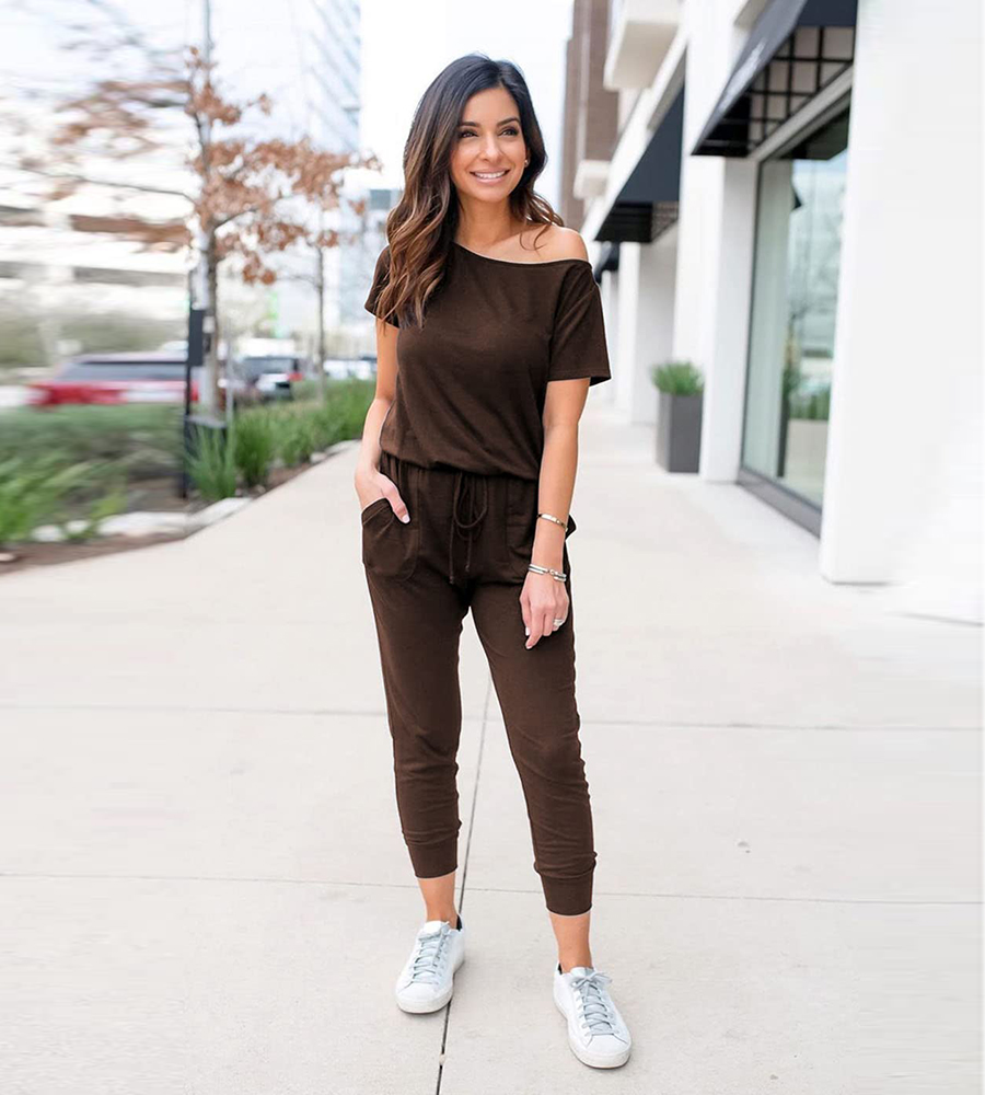 Lodowylabedz™ Modny swobodny kombinezon z kieszeniami z krótkim rękawem