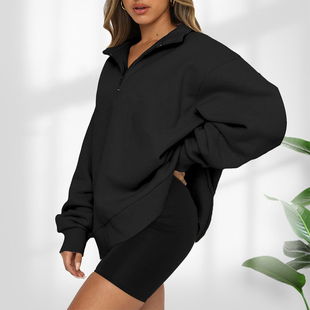 Damska bluza z krótkim zamkiem błyskawicznym i stójką