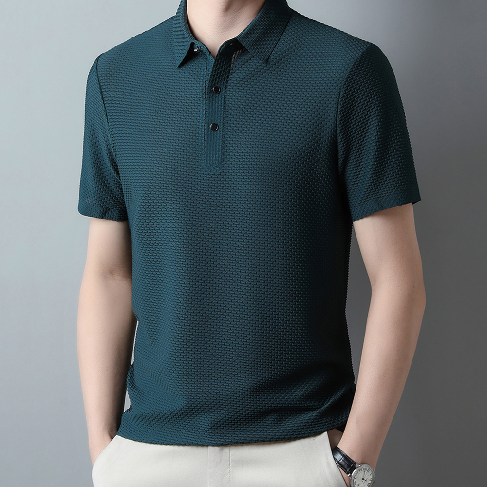 Zingsee Summer new men's mesh ice silk solid color POLO shirt short-sleeved T-shirt