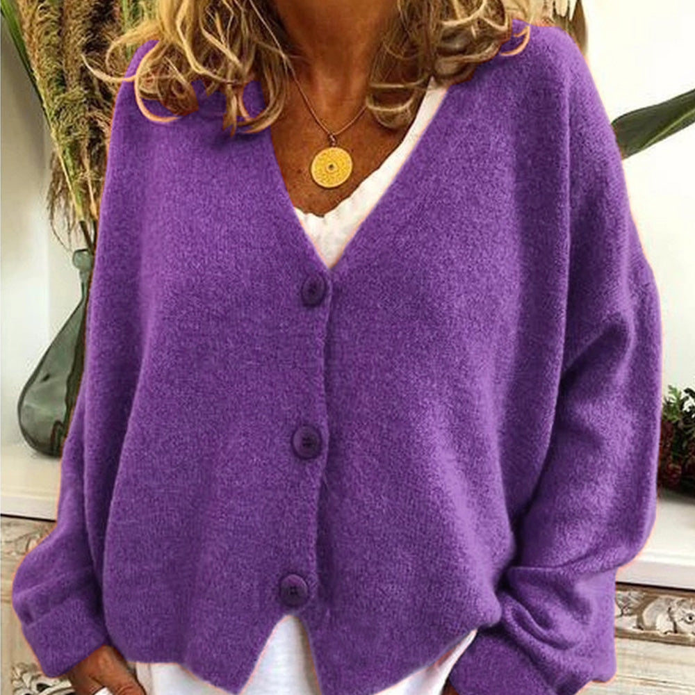 Jesienny i zimowy nowy damski luźny sweter z dekoltem w szpic