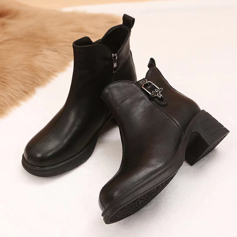 Nowe damskie jesienne i zimowe modne buty z metalową klamrą z grubym dolnym zamkiem Martin