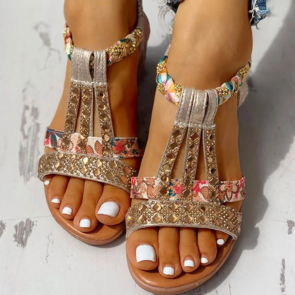 2022 Letnie nowe damskie cekinowe sandały