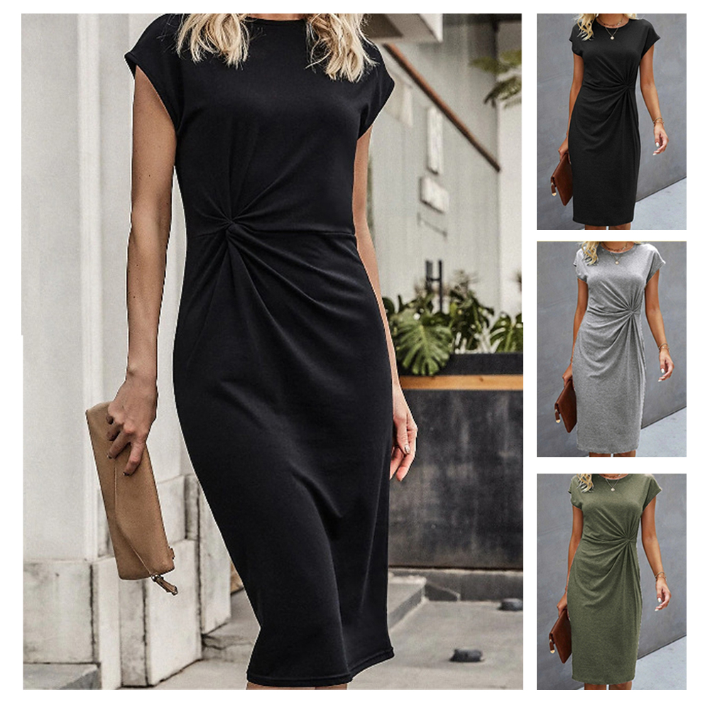 Lodowylabedz Letnia nowa damska sukienka z krótkim rękawem