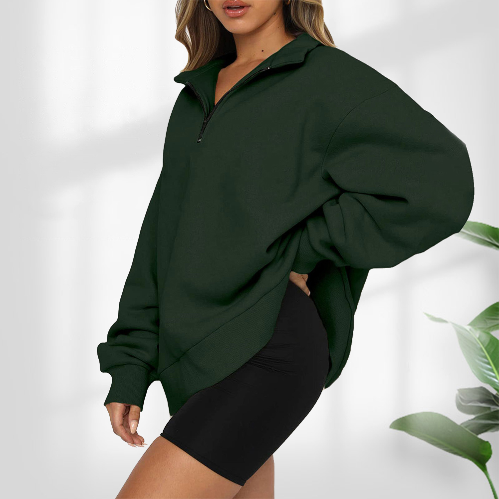 Damska bluza z krótkim zamkiem błyskawicznym i stójką