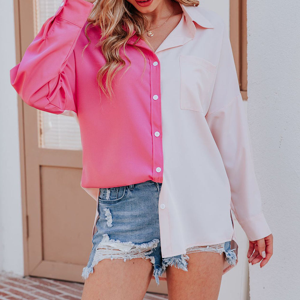 Koszula jednorzędowa w kolorowe bloki