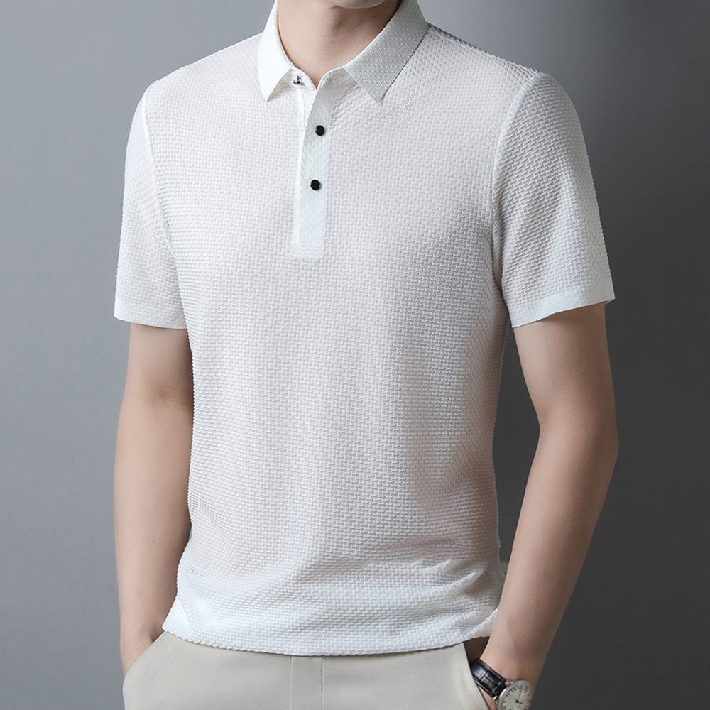 Zingsee Summer new men's mesh ice silk solid color POLO shirt short-sleeved T-shirt