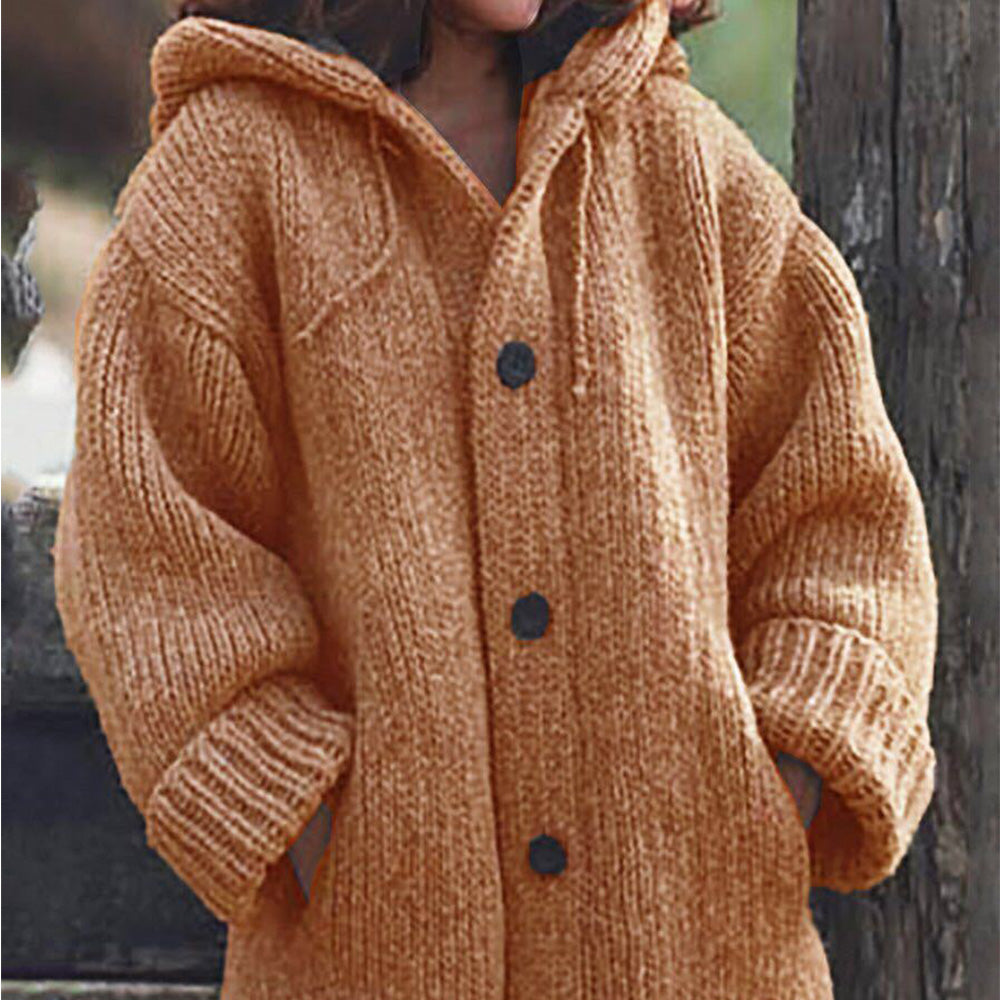 2022 jesienno-zimowa damska kurtka z kapturem w jednolitym kolorze o średniej długości