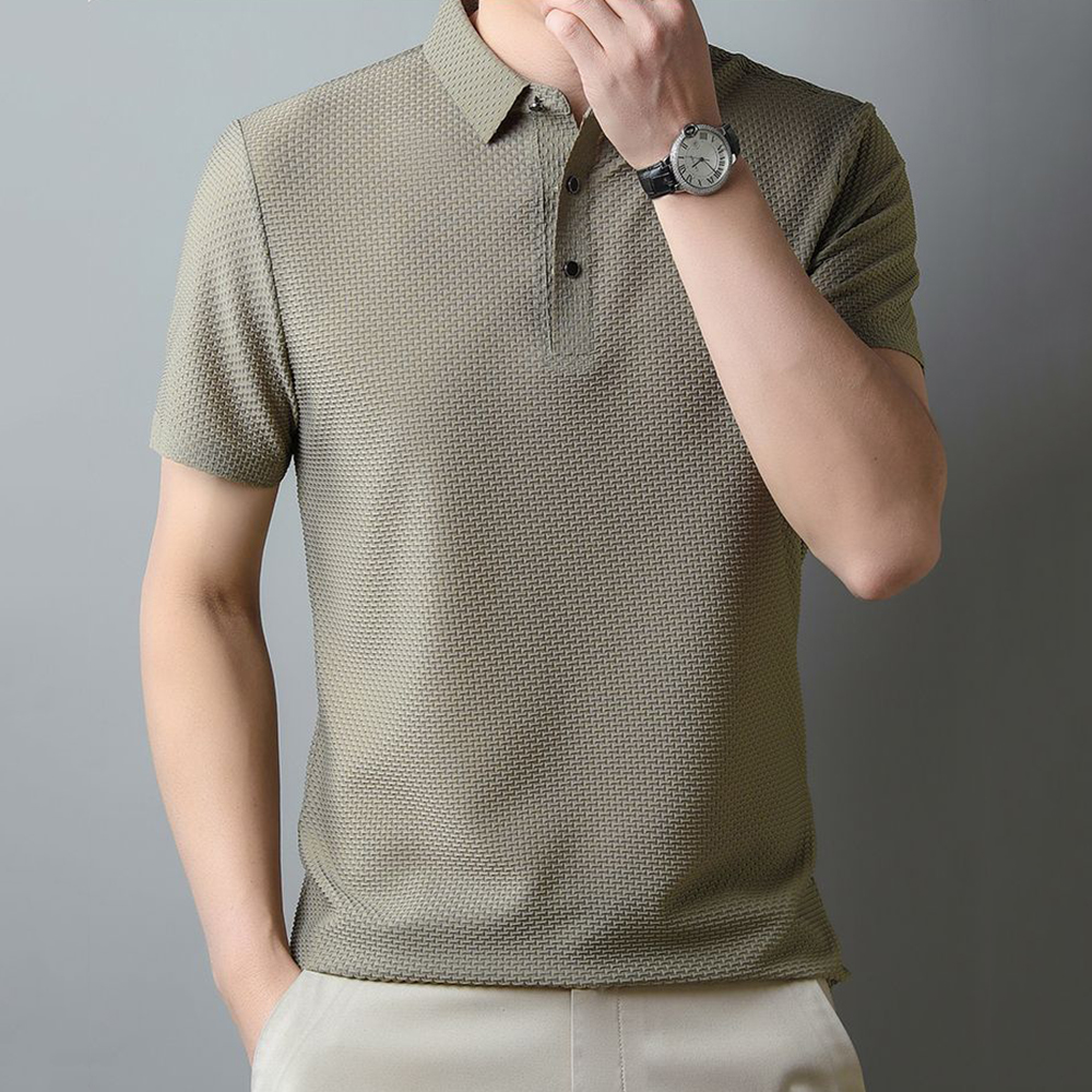 Zingsee Summer new men's mesh ice silk solid color POLO shirt short-sleeved T-shirt