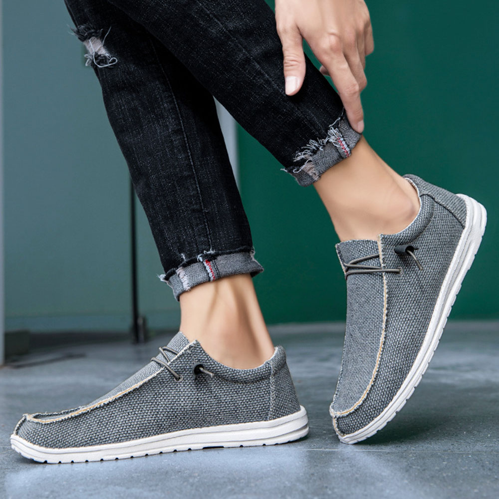 Lodowylabedz Płócienne obuwie Męskie mokasyny Buty z tkaniny Buty rybackie